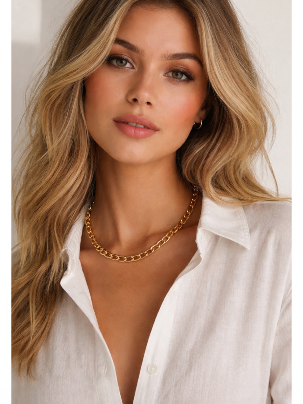 New Marilyn Schiff Gold Link Paperclip-Style Chain Necklace Classic Elegant